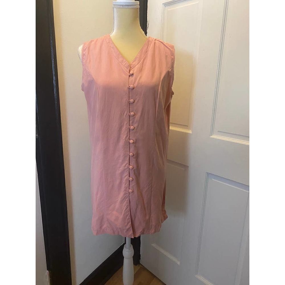 Vintage Fu Da Fine Silk Blouse Top Shirt Dusty Rose Pink 100% Silk - Size Large